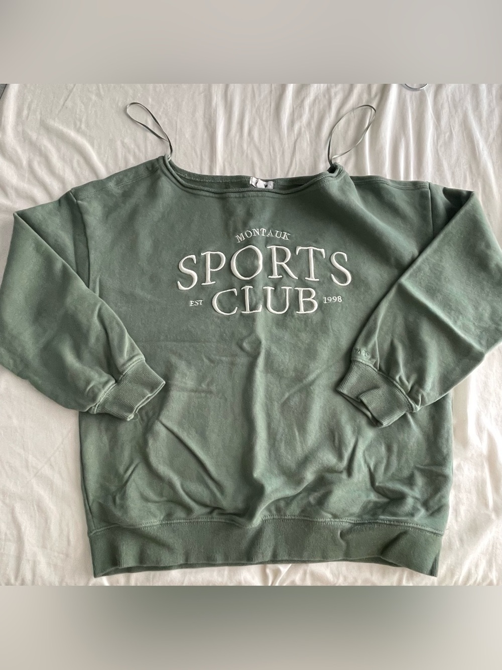 Garage Green Off Shoulder Sweater X-small Montauk Sports Club oversized - Picture 3 of 8